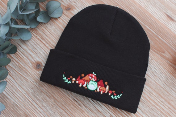 Embroidered autumn/ winter hat Halloween Bat Embroidered Pom-Pom Beanie. Fall / Winter Hat  main image 3