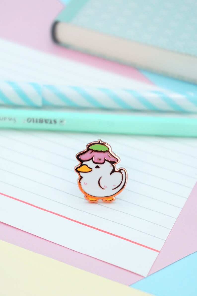 Flower Duck Enamel Pin Cute Adventurer Hard Enamel Pin Duckling Art Kawaii Aesthetic Birthday Gift Christmas Present image 2