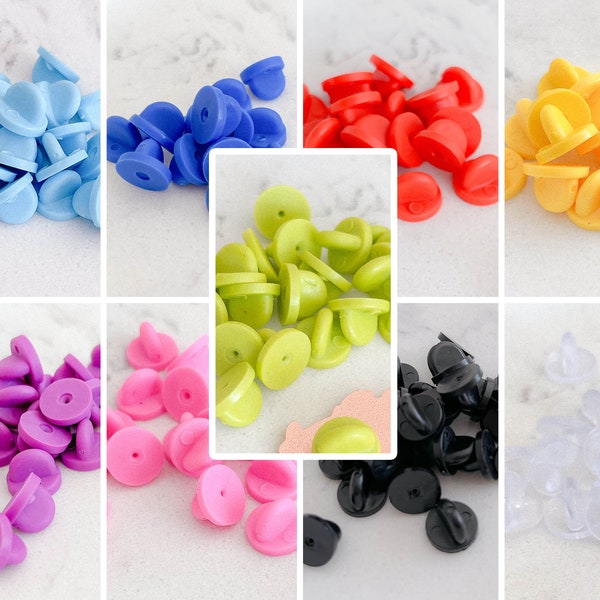 10 Gummi Pin Verschlüsse | Verschiedene Farben | Pinverschluss | Emaille Pin Rückseite | Extras für Pins