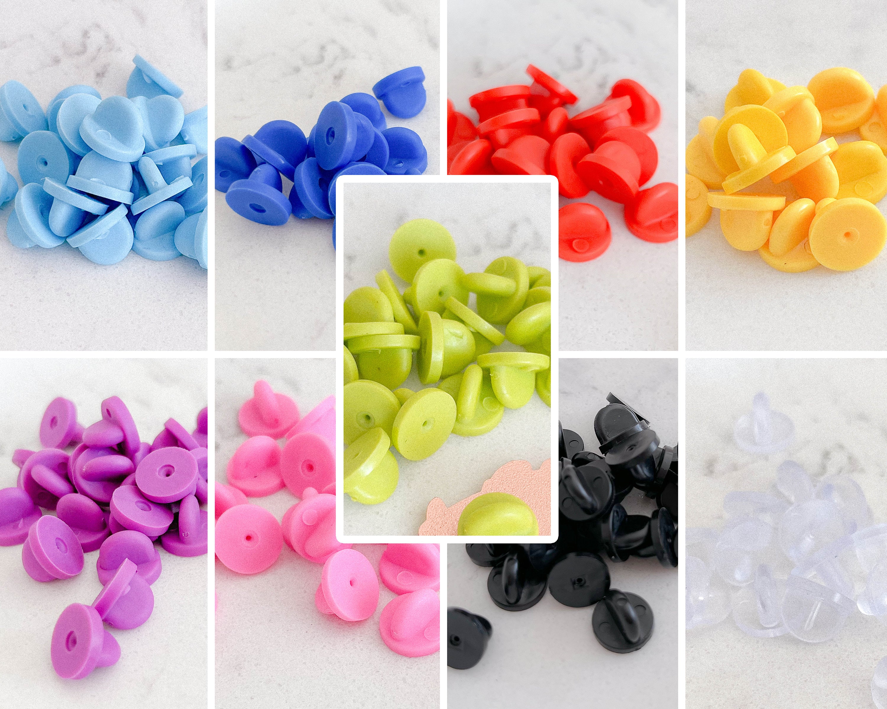 10 Gummi Pin Verschlüsse Verschiedene Farben Pinverschluss Emaille Pin  Rückseite Extras Für Pins 