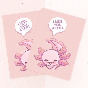 I Like You A Lotl | A6 Axolotl Postcard | Greeting Card | Home Decor | Wall Art | Miamouz