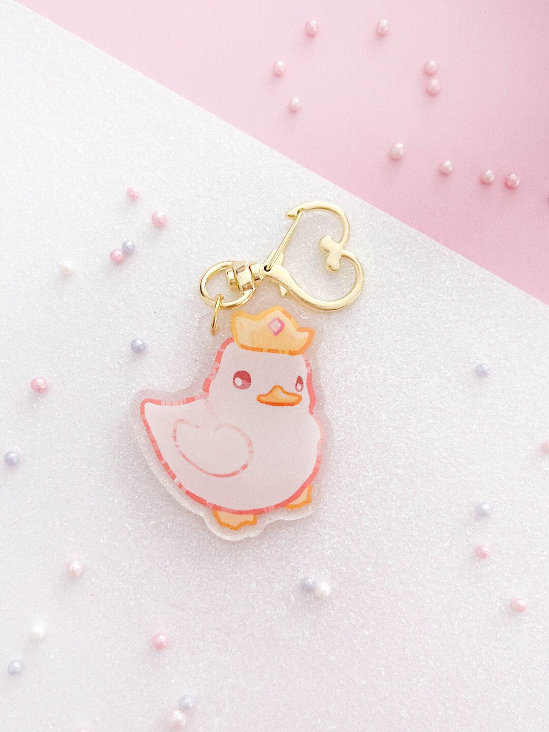 Royal Duck Acrylic Keychain Sweet Animal Art Duckling Key Etsy