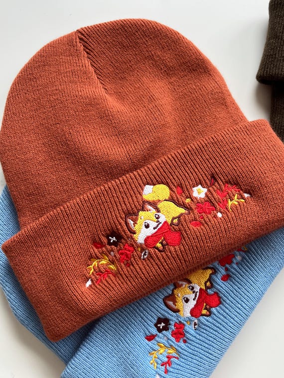 Foxy Fall Winter Hat Rust Brown Warm Beanie Fox Kawaii