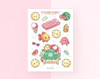 Summer Time Fun Sunbathing Frog | A6 Matte Sticker Sheet | Frog Stickers | Planner Stickers | Sun Bathing Stickersheet | Vinyl Sticker Sheet