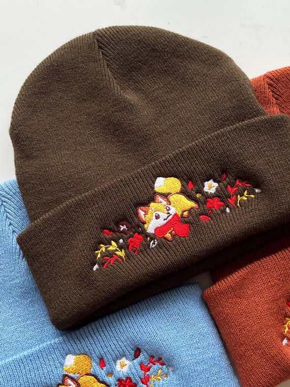 Foxy Fall Winter Hat Chocolate Brown Warm Beanie Fox Kawaii