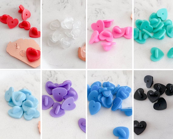 6 Gummi Herz Pin Verschlüsse Verschiedene Farben Pinverschluss Emaille Pin  Rückseite Extras Für Pins 
