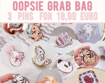 3 Enamel Pins Oopsie Bag | Mystery Grab Bag | Lucky Bag | B-Grade Pins | Surprise Gift | Miamouz Soft Hard Enamel Pins