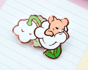 Sleepy Mouse Enamel Pin | Cute Lily Of The Vale Hard Enamel Pin | Rat Art | Kawaii Aesthetic Birthday Gift | Christmas Present