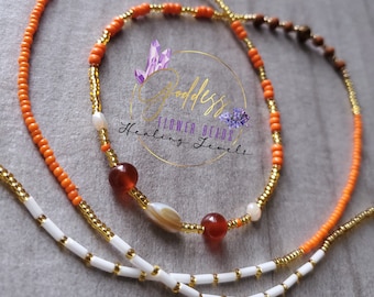 Embrace "Carnelian Waist Beads" sacral chakra waist beads, Carnelian waistbea