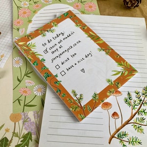 Bloc de notas ilustrado / A5 y A6 Naturaleza Botánica Floral Lista de tareas pendientes Academia Bullet Journal