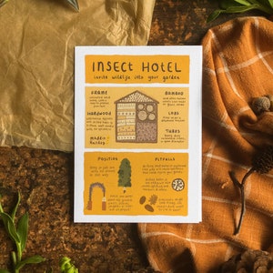 Infographie de l'hôtel à insectes | Carte postale imprimée A6