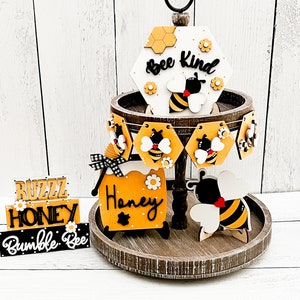Bee Tiered Tray, Bee Decor, Kitchen Home Decor, Farmhouse Decor, Bee Lover Gift, Honey Bee, Bee Hive, Honey Bee Decor, Tiered Tray Decor