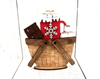 Mini Hot Cocoa Basket, Hot Cocoa, Hot Cocoa Decor, Winter Decor, Winter Tiered Tray, Hot Cocoa Tiered Tray, Winter Signs, Hot Chocolate
