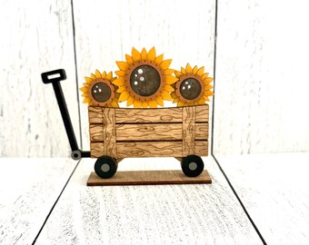 Mini carrito intercambiable de girasoles, girasoles, decoración de girasoles, decoración del hogar, decoración de cocina, decoración de bandejas escalonadas, decoración de otoño, decoración de granja