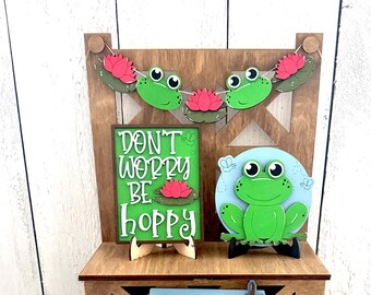 Frog Themed Tiered Tray, Frogs, Frog Decor, Frog Lover Gift, Frog Gifts Women, Frog Art, Cute Frog Decor, Lilypad Decor, Summer Tiered Tray