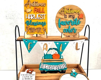 Autumn Tiered Tray, Fall, Fall Decor, Fall Signs, Fall Home Decor, Pumpkins, Pumpkin Decor, Pumpkin Tiered Tray, Tiered Tray Decor, Kitchen