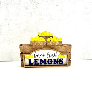 Lemon Themed Crate, Lemons, Lemon Decor, Lemon Tiered Tray, Lemon Signs, Spring Tiered Tray, Fruit Tiered Tray, Summer Decor, Kitchen Decor