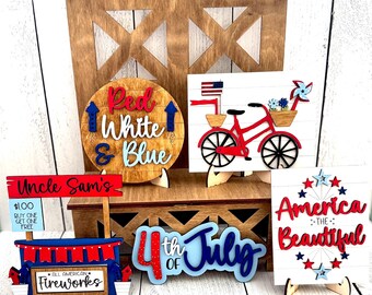 4th of July Tiered Tray, 4th of July Decor, Independence Day, Patriotic Decor, Red White and Blue, Tiered Tray Decor, Americana Decor, USA