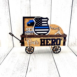 Police Themed Wagon, Police Decor, Police Gift, Law Enforcement, Hero, Law, Police Tiered Tray, Gift For Police Officer, Police Retirement