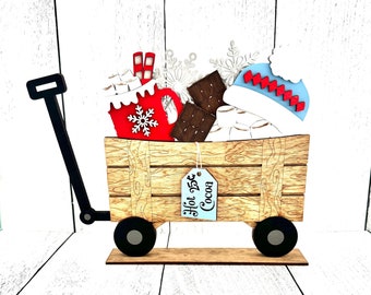 Hot Cocoa Wagon, Hot Cocoa, Hot Cocoa Decor, Winter, Winter Decor, Winter Tiered Tray, Hot Cocoa Tiered Tray, Winter Signs, Hot Chocolate