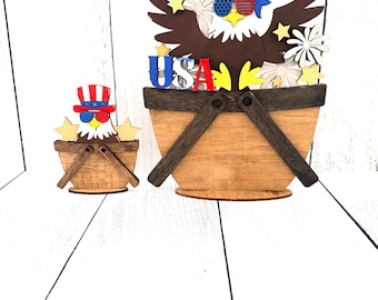 Bald Eagle Interchangeable Basket, 4th of July Tiered Tray Decor, Eagle Decor, Summer Americana Decor, Red White Blue Sign, Eagle Sign, USA