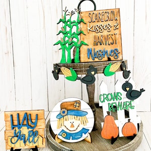 Fall Scarecrow Tiered Tray, Scarecrow, Fall Tiered Tray, Scarecrow Sign, Fall Signs, Tiered Tray Signs, Crow, Farm Signs, Tiered Tray Decor