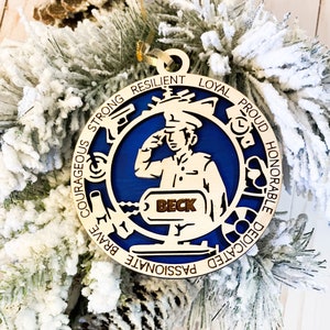 Military Veteran Ornament, Veteran Ornament, Military Decor, Veteran Decor, Military Gift, Personalized Ornament, Veteran Gift, Veterans Day