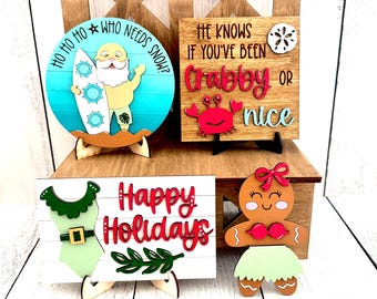 Tropical Christmas Tiered Tray, Christmas Tiered Tray, Beach Tiered Tray, Beach Christmas, Beach Signs, Christmas Decor, Beach House Decor