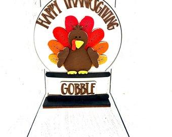 Happy Thanksgiving Snow Globe, Thanksgiving Decor, Thanksgiving Signs, Turkey Decor, Thanksgiving Shelf Sitter, Turkey Table Decoration