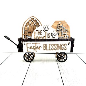 Christian Easter Wagon, Christian Easter, He Is Risen, Jesus, Christian Home Decor, Easter Decor, Religious Easter, Bible Verse Decor, Cross