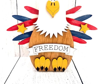 American Bald Eagle Shelf Sitter, 4th of July Decor, Eagle Decor, Summer Americana Decor, Patriotic Decor, Eagle Sign, USA Decor, Eagle Sign