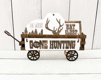Vagón intercambiable Gone Hunting, caza, decoración de caza, cazador, bandeja escalonada de caza, cazador, regalo para cazador, decoración rústica, ciervo, caza