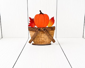 Fall Pumpkin Mini Interchangeable Basket, Fall Home Decor, Pumpkin Decor, Pumpkin Sign, Fall Leaves, Fall Tiered Tray, Autumn Decor