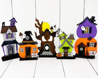 Haunted House Halloween Decor, Spooky Village Decor, Halloween House, Halloween Shelf Decor, Spooky Halloween Decor, Haunted House Sign