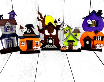 Standing Halloween House, Halloween Decor, Halloween Shelf Sitter, Haunted House Decor, Tiered Tray Decor, Spooky Decor, Spooky Village
