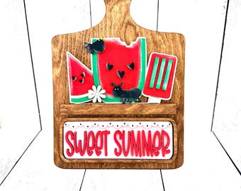 Summer Watermelon BreadBoard, Sweet Summer Decor, Farmhouse Decor, Watermelon Sign, Watermelon Tiered Tray, Summer Decor, Summer Kitchen