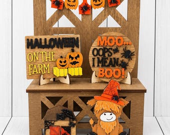 Highland Cow Halloween Tiered Tray, Halloween Cow Decor, Highland Cow Decor, Halloween Tiered Tray, Farmhouse Halloween Decor, Cow Gift