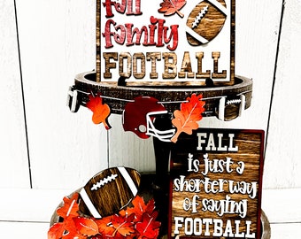 Fall Football Tiered Tray Decor, Football Season Decor, Game Day Shelf Decor, Fall Family Football Sign, Farmhouse Fall Decor, Autumn