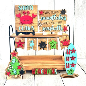 Coastal Christmas Tiered Tray, Christmas Tiered Tray, Beach Tiered Tray, Beach Christmas, Beach Signs, Christmas Decor, Beach House Decor
