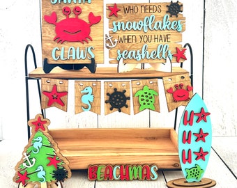 Coastal Christmas Tiered Tray, Christmas Tiered Tray, Beach Tiered Tray, Beach Christmas, Beach Signs, Christmas Decor, Beach House Decor