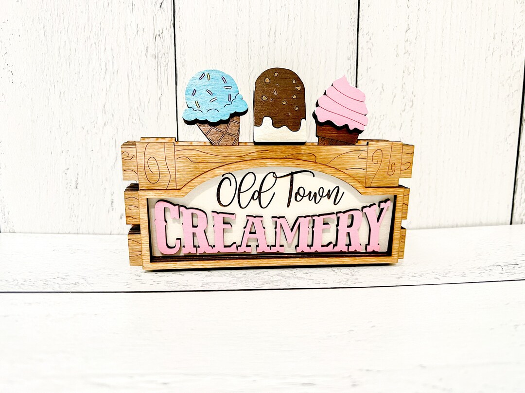 Ice Cream Crate, Ice Cream, Ice Cream Signs, Ice Cream Tiered Tray, Ice