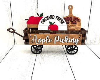 Apple Themed Wagon, Apples, Apple Tiered Tray, Apple Decor, Apple Signs, Kitchen Decor, Kitchen Signs, Farmhouse Decor, Farmhouse Signs