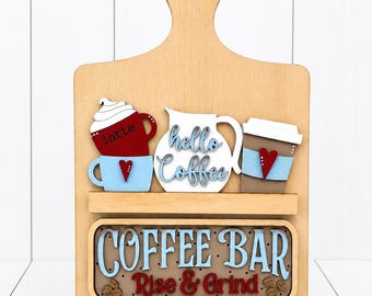 Coffee Bar Breadboard, Coffee Bar Decor, Coffee Kitchen Decor, Coffee Sign, Coffee Lover Gift, Farmhouse Kitchen Decor, Coffee Shelf Decor
