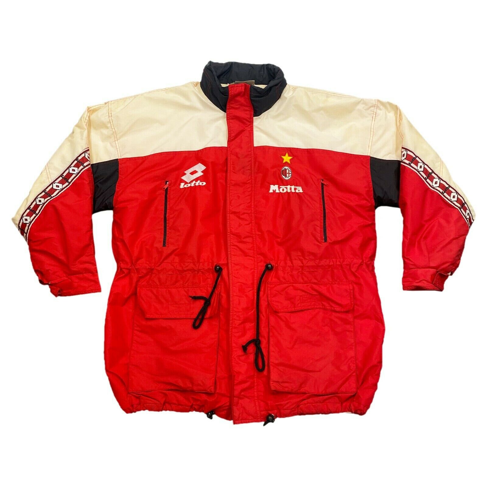 Image of Ac Milan Lotto Coat Jacket | Vintage 90S Italian Football Sportswear Red Vtg