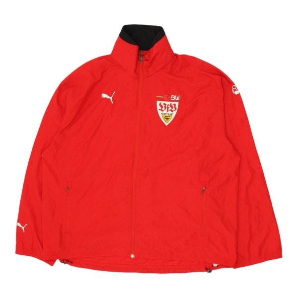 Stuttgart Red Lightweight Puma Football Rain Jacket | Vintage German Tracksuit