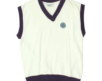 Wimbledon Tennis Championships Mens White Sweater Vest | Vintage Sportswear VTG