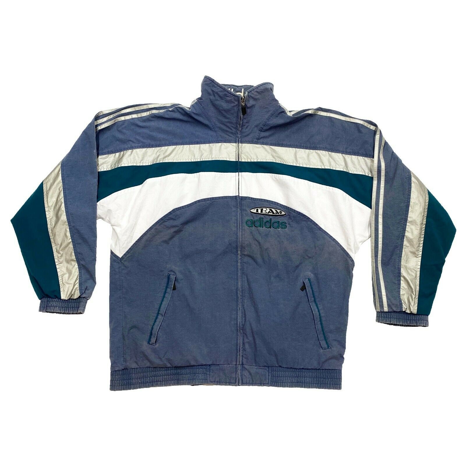 Image of Adidas Team Jacket | Vintage 90S Retro Sportswear Tracksuit Top Blue Vtg