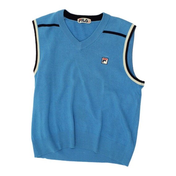 Fila Mens Blue Knitted Wool V Neck Sweater Vest |… - image 1