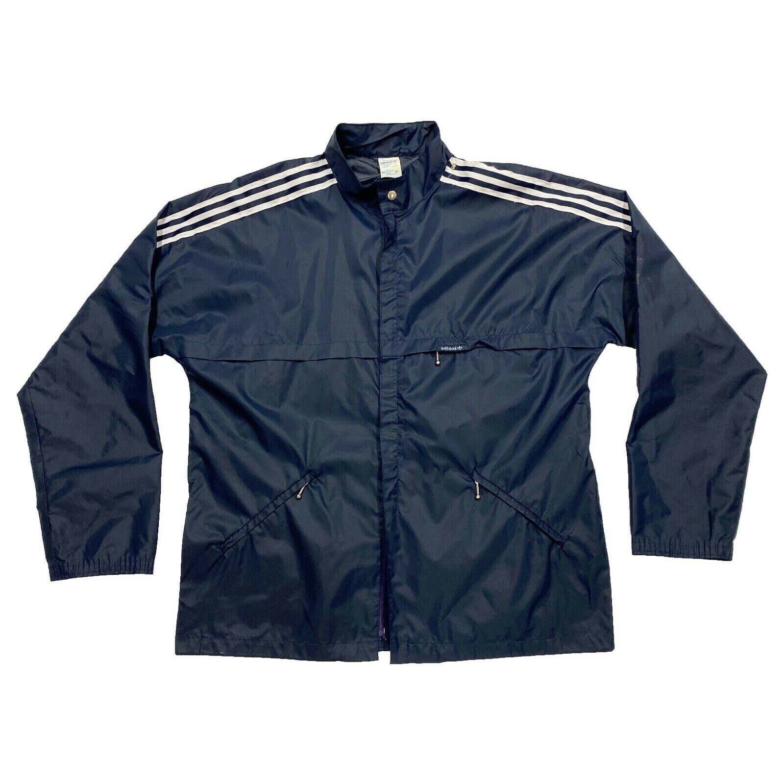 Image of Adidas Originals Rain Jacket | Vintage 80S Sportswear Waterproof Coat Navy Vtg