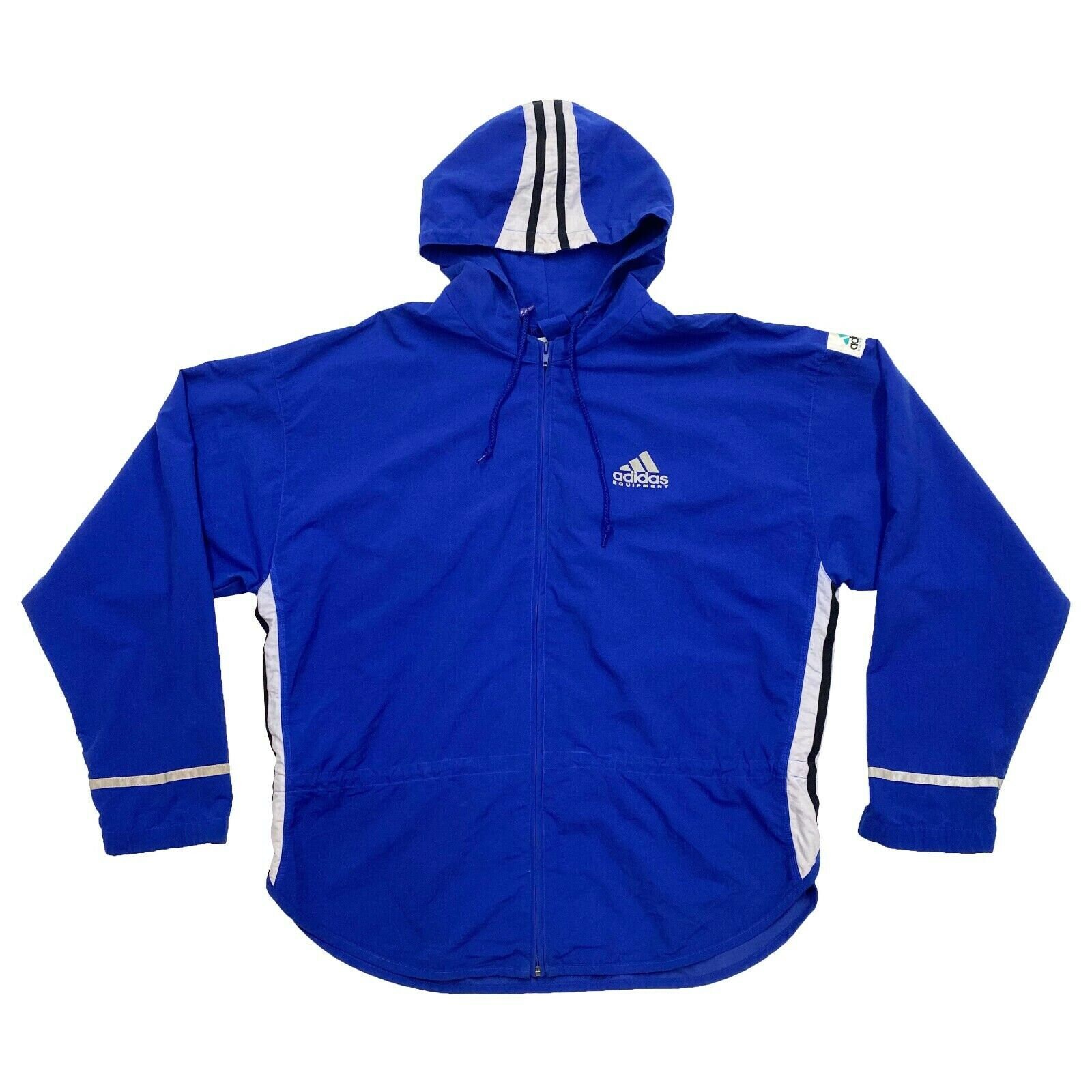 Image of Adidas Equipment Lightweight Zip Hoodie Jacket | Vintage 90S Active Sports Blue